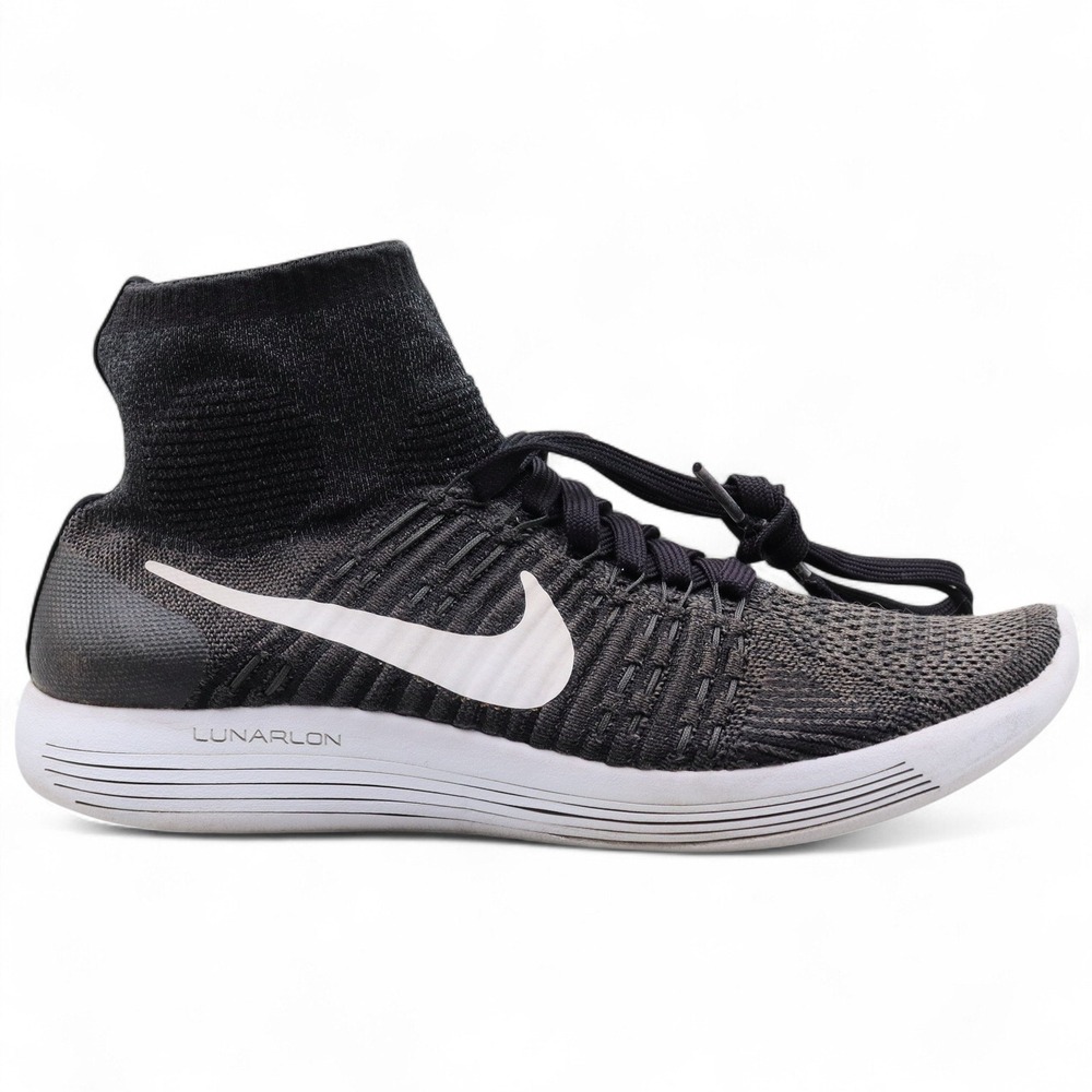 Nike LunarEpic Flyknit Womens Size 8 Black Gray White Athletic Sneakers Shoes